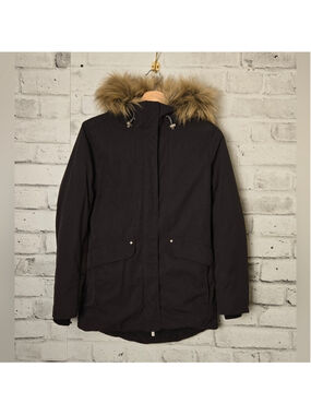 Helly Hansen Women’s XS Black Faux Fur Hood Parka Jacket Winter Coat